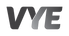 Logo with the letters 'VYE' in black and gray on a transparent background